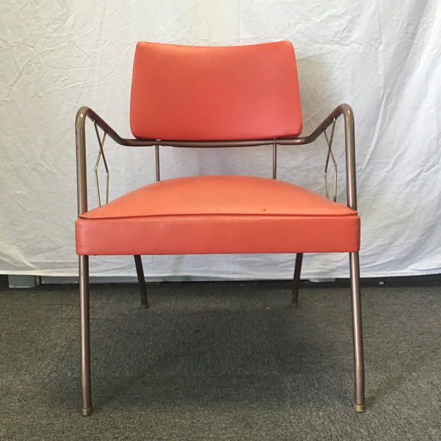 グレー 金属製　ヴィンテージ　アメリカ Vintage MCM Orange Vinyl & Brown Metal Armchair – Mimi's