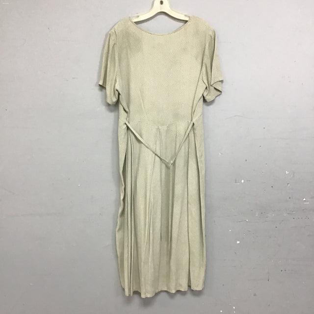 Vintage April Cornell Green Polka-Dot Pleated Dress