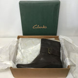 New in Box! Clarks Womens Madison Jack Brown Leather Zip-Up Ankle Boots