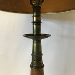 Vintage Mid-Century Brass & Wood Table Lamp