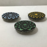 Susan Sitaraman Single Hand Painted Monochrome Flower On Round Black Tile Magnet