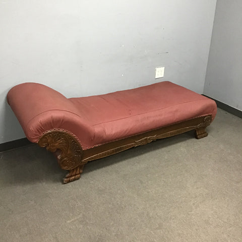 Vintage Red Upholstered Chaise Lounge