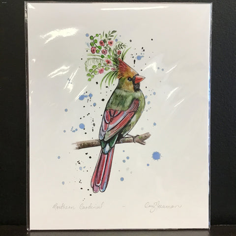 Cruz Illustrations "Northern Cardinal Female" 8x10 Signed Art Print