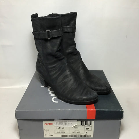 Arche "Gattaz" Black Latex 2" Block Heel Boots