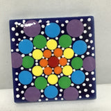 Susan Sitaraman Single Hand Painted Rainbow Spiral Or Mandala On Tile Magnet