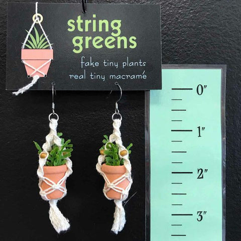 String Greens XS Mini Faux Lace Fern Earrings