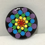 Susan Sitaraman Single Hand Painted Rainbow Spiral Or Mandala On Tile Magnet