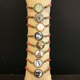 Rustic Petal Shop Upcycled Print Graphic Leather Bracelet