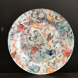 Sew So Happy Large Decorative Clear Glass Plate w/ Fabric-Lined Bottom