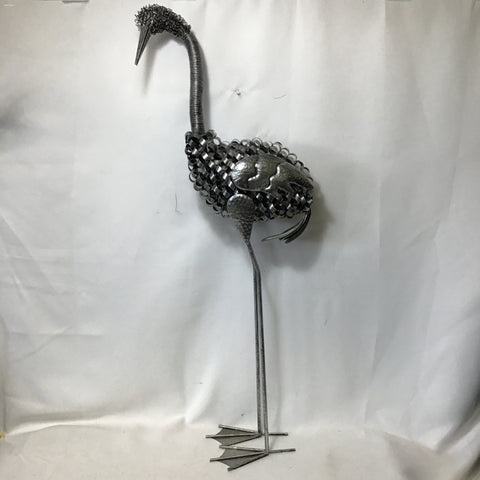 Brutalist Silver Welded Metal Bird Sculpture