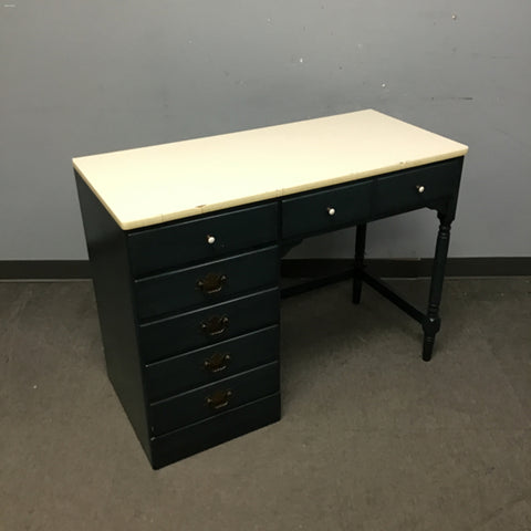 Vintage Ethan Allen Federal Blue & White Lefthanded Desk