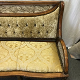 Modern Gold Upholstered & Off-White Resin Settee