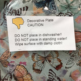 Sew So Happy Large Decorative Clear Glass Plate w/ Fabric-Lined Bottom