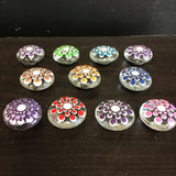 Susan Sitaraman Single Hand Painted Monochrome Flower On Clear Glass Magnet