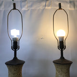 Pair of Vintage Off-White Cast Ceramic Table Lamps