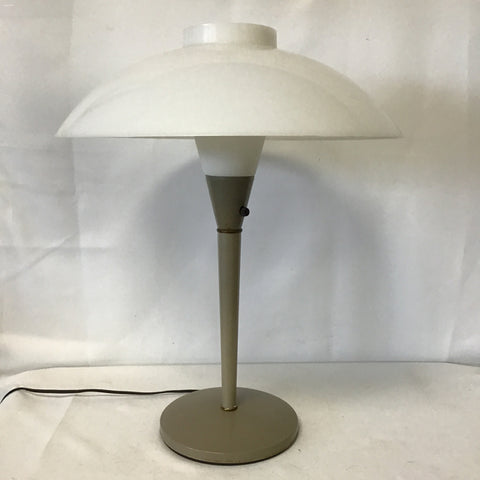 Vintage Mid-Century Modern Beige & White UFO Table Lamp