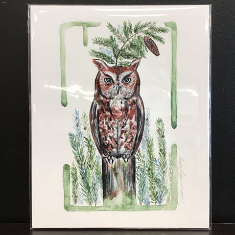 Cruz Illustrations "Screech Owl" 8x10 Signed Art Print