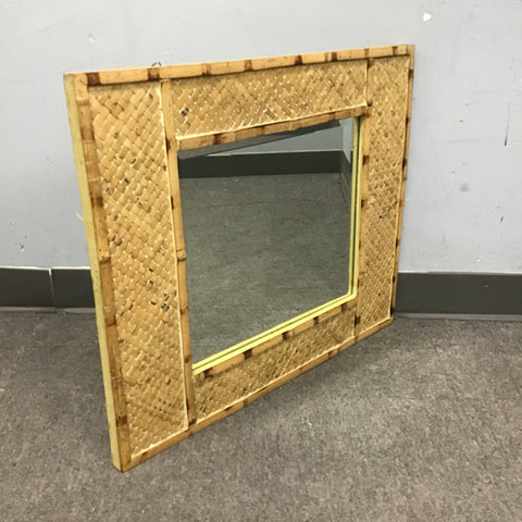 Vintage Woven Bamboo Mirror