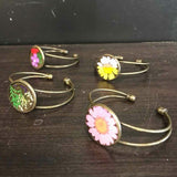 Rustic Petal Shop Pressed Flower Metal Bracelet