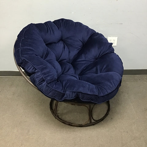 Modern Metal-Framed Blue Papason Chair