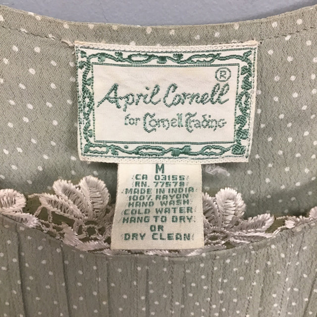 Vintage April Cornell Green Polka-Dot Pleated Dress Vintage April Cornell Green Polka-Dot Pleated Dress