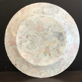 Sew So Happy Large Decorative Clear Glass Plate w/ Fabric-Lined Bottom