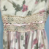 Vintage 1960's Pink Floral Tulle Midi Dress