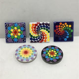 Susan Sitaraman Single Hand Painted Rainbow Spiral Or Mandala On Tile Magnet