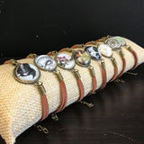 Rustic Petal Shop Upcycled Print Graphic Leather Bracelet