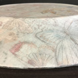 Sew So Happy Large Decorative Clear Glass Plate w/ Fabric-Lined Bottom