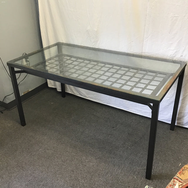 Modern IKEA GRANAS Grey Metal Glass-Top Patio Table