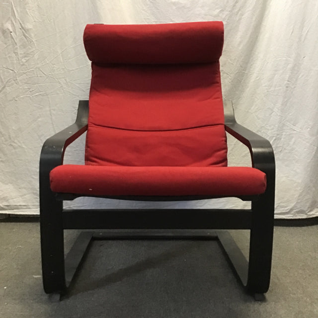 IKEA Black/Brown Birch & Red Upholstered POANG Armchair – Mimi's