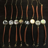 Rustic Petal Shop Upcycled Print Graphic Leather Bracelet