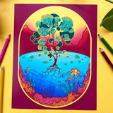 Rachel Feirman "Floating Oasis" 5x7 Digital Art Print