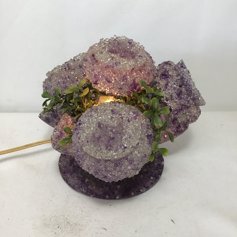 Vintage Purple Popcorn Flower Table Lamp