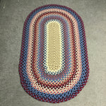 Vintage Oblong Red & Blue Braided Area Rug