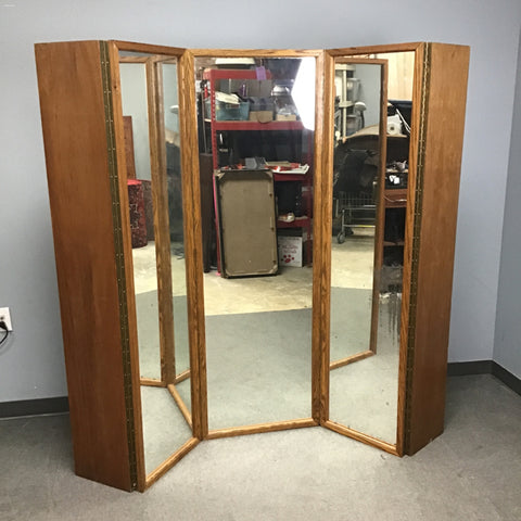 Custom Made Vintage Floor-Length 3-Panel Dressing Mirror