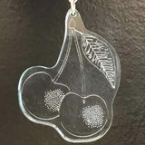 Marlena Makes Cherry Earrings, Clear Blue