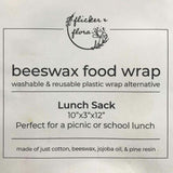 Flicker & Flora Beeswax Food Wrap, Lunch Sack