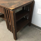 Vintage Misison Dark-Stained Oak Library Kneehole Desk