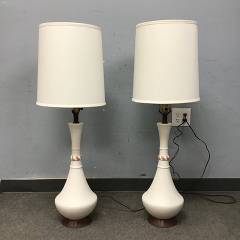 Pair of Vintage Mid-Century Modern Off-White Table Lamps