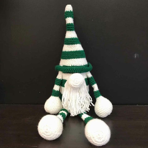 Mama Hatsy Large Green & White Crochet Gnome