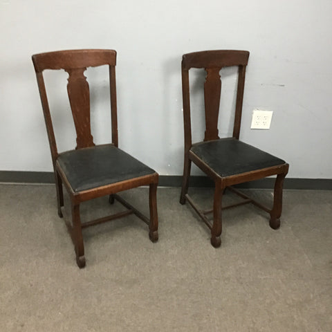 Pair of Dark Oak Splat-Back Dining Chairs