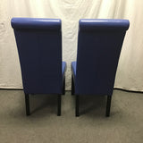 Pair of Modern Blue Vinyl Parsons Dining Chairs