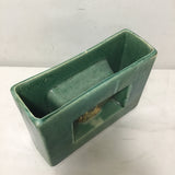 Vintage MC McCoy Green Ceramic Goldfinch Vase