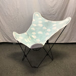 MCM Black Metal & Blue/White Canvas Folding Butterfly Chair