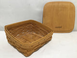 2001 Longaberger Square Woven Solid Maple Lidded Basket