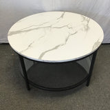 Vasagle Faux Marble & Glass Round 2-Tier Coffee Table