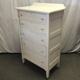 Vintage Craftsman White-Painted Wood 5-Drawer Chest of Drawers