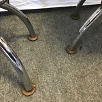Pair of Modern Atomic Chrome Metal & Orange Vinyl Swivel Stools